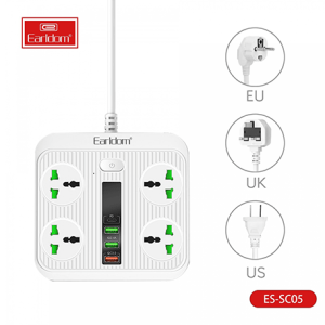 چند راهی برق و شارژر ارلدام Earldom Power Socket ES-SC05 دارای 4 پورت